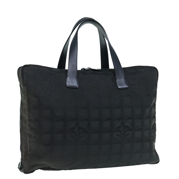 CHANEL New Travel Line Tote Bag Nylon Black CC Auth fm3104 - Picture 1 of 16